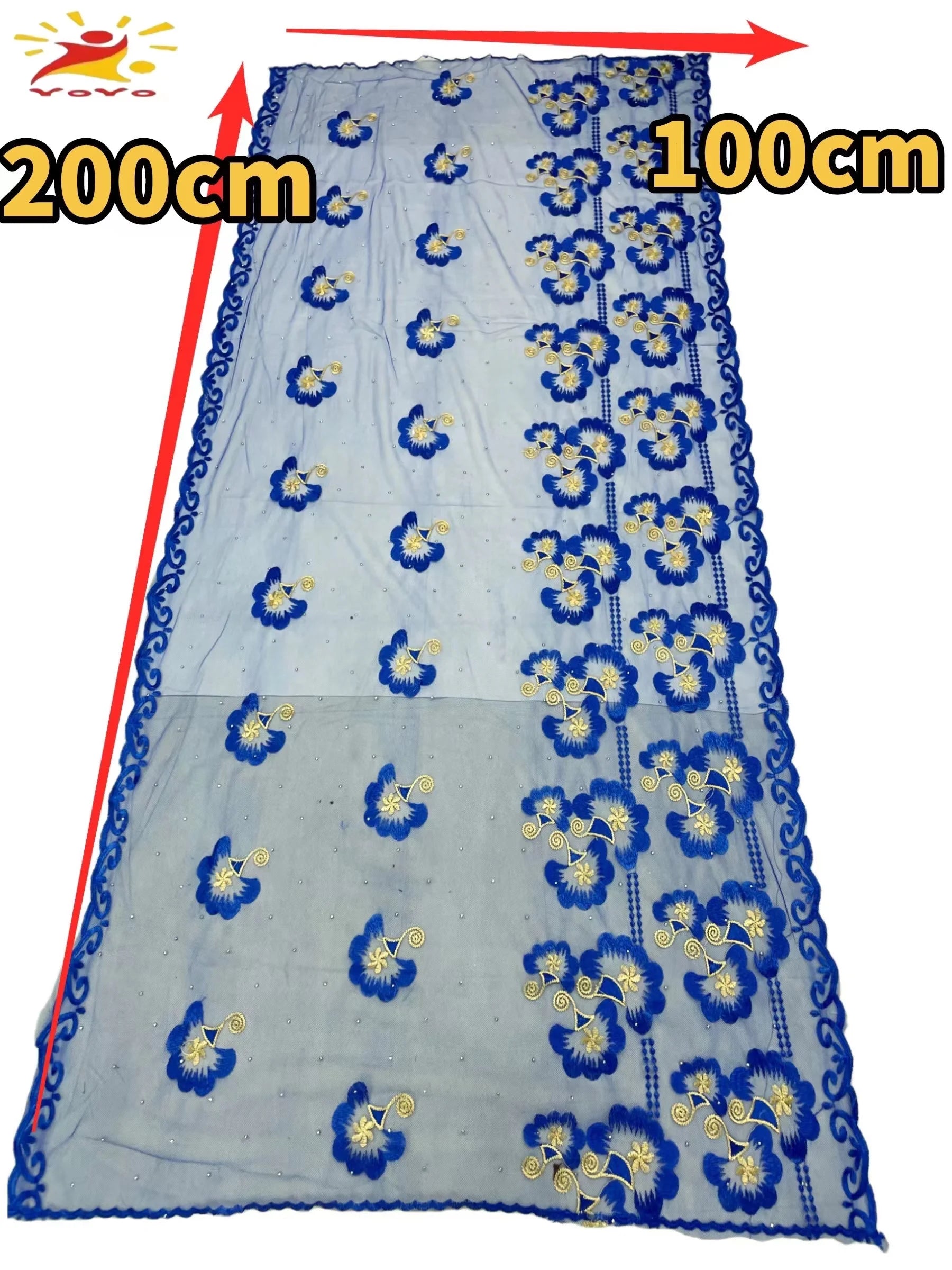 Embroidered Tulle Hijab Shawl - Soft Pashmina Wrap