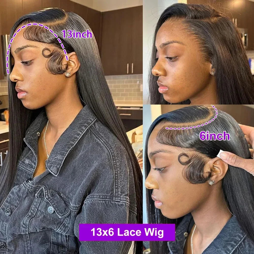 40 Inch Straight Drawstring 360 Full Lace Wig Human Hair 100% 13x6 HD Transparent Lace Frontal Wigs 5x5 Glueless Wigs For Women