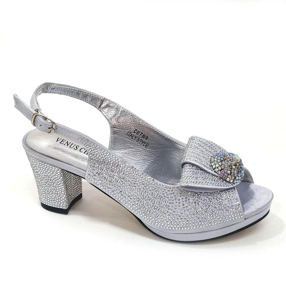 Italian Design Girly Style Golden Color Wedding Shoes And Bag Full Diamond Decoration Metal Closure Bags