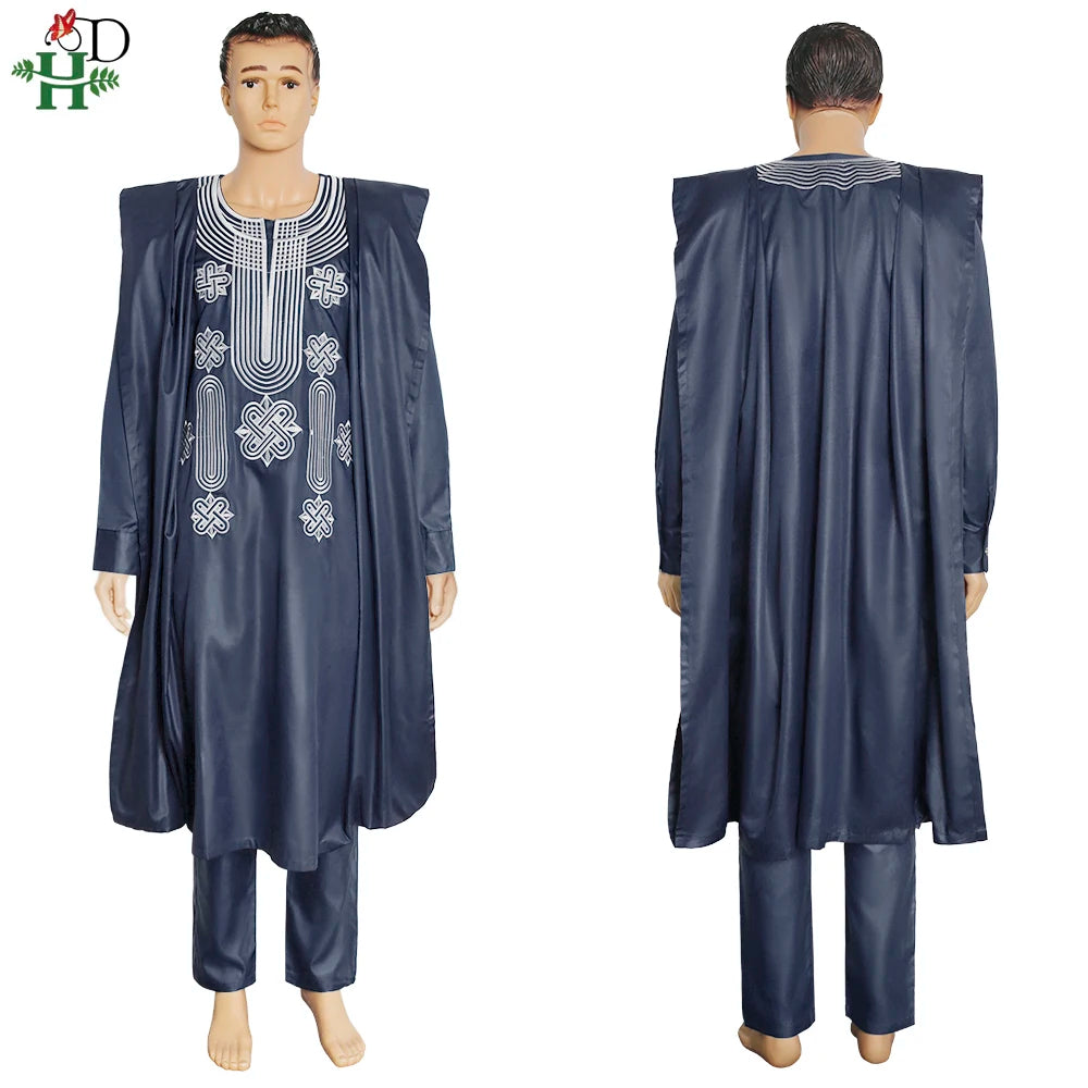 African Suit Men Robe Shirt and Pants Set Long Sleeve