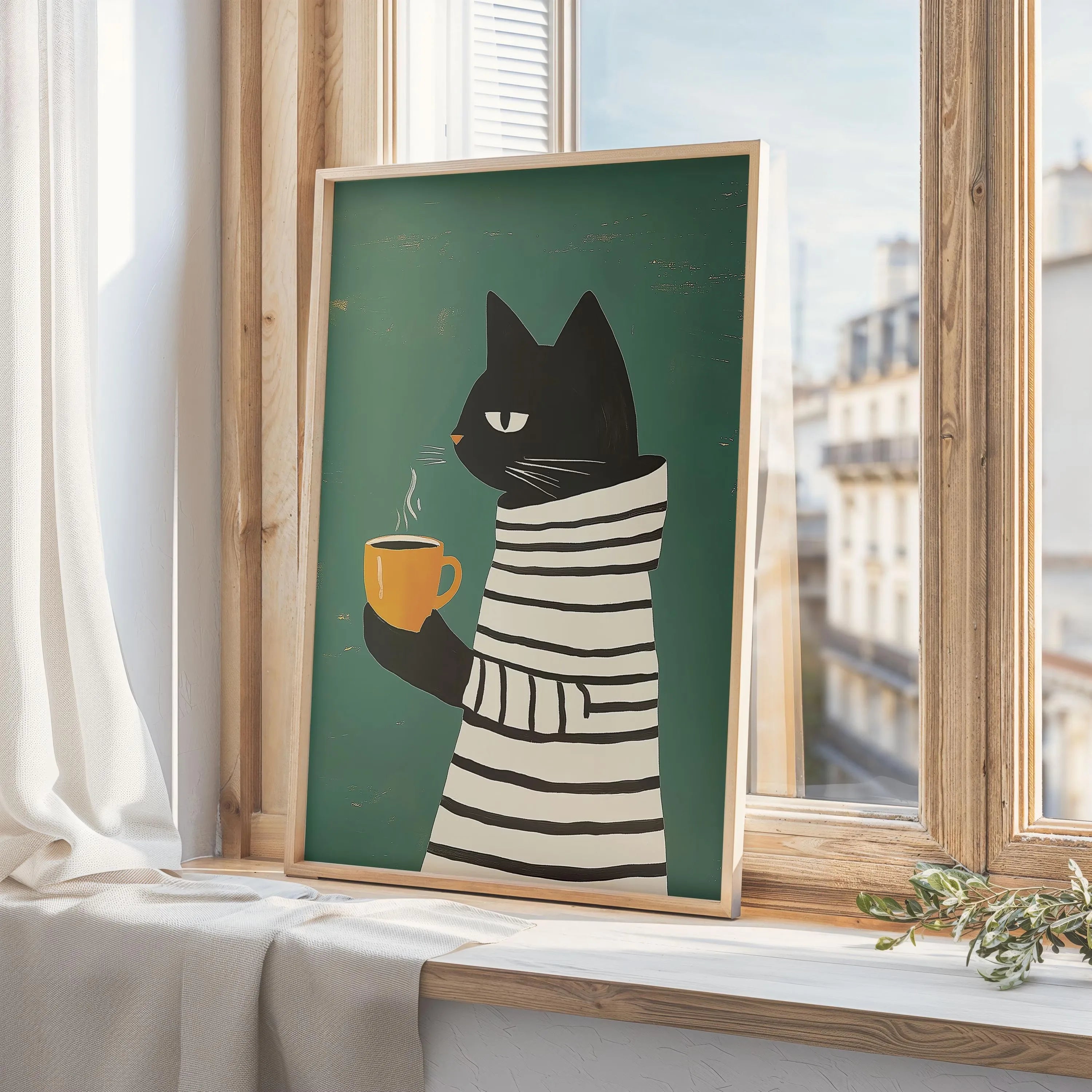 Black Cat & Dog Canvas Wall Art | Mid-Century Home Decor Gift | HotTrendyPicks