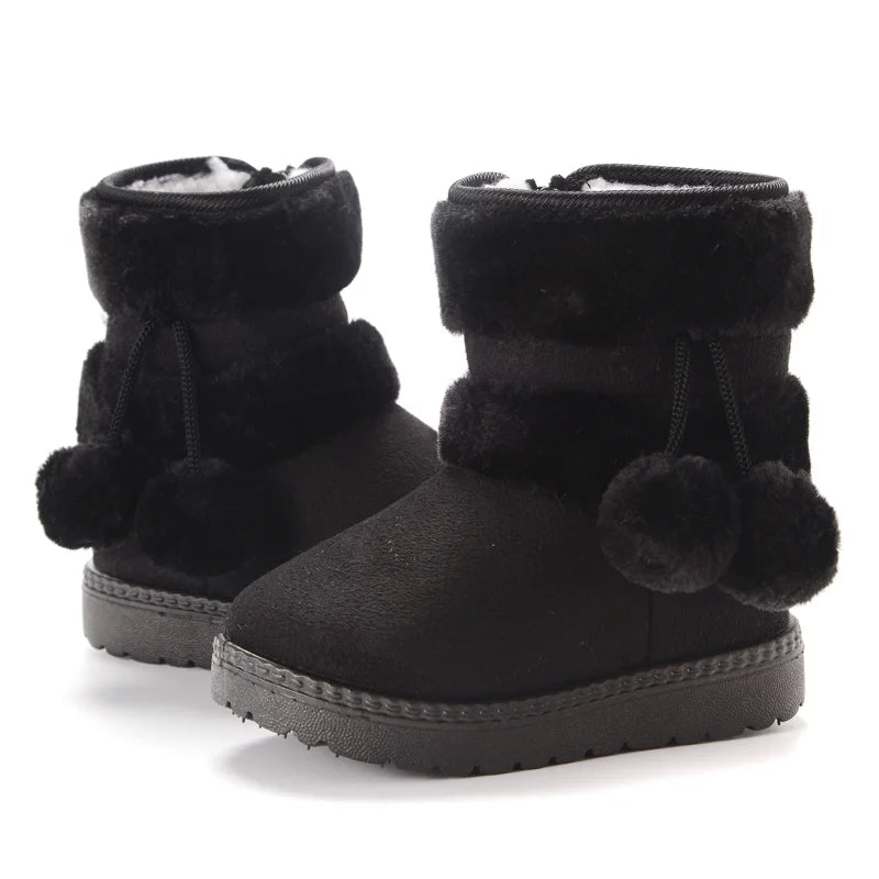 Babies Winter Snow Boots Comfortable Thick Warm Lobbing Ball Cute Boots