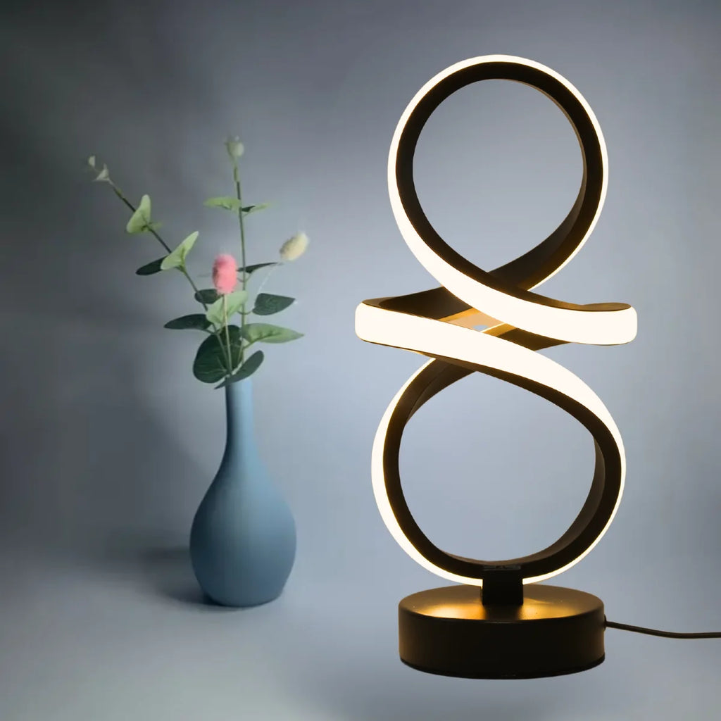 Creative spiral LED table lamp, adjustable in 3 colors, USB power supply, suitable for home bedrooms, offices, and study rooms