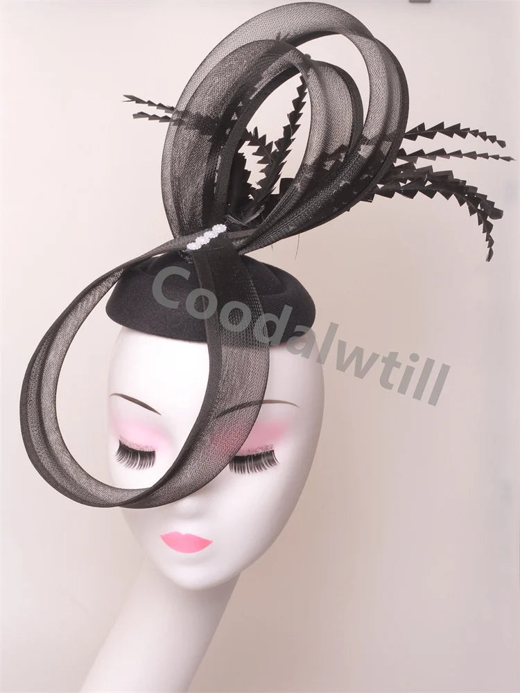 Charming Mesh Fascinator Ladies Elegant Derby Feather Hair Accessories For Women