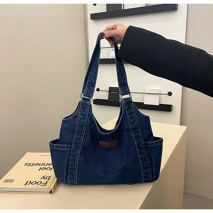 Fashion Luxury Women's Shoulder Bag Denim Fabric High Quality Women's Handbags Large Capacity Multi Functional Women‘s Tote Bag