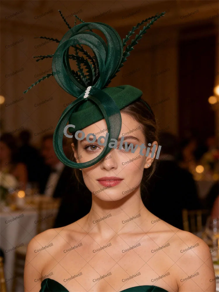 Charming Mesh Fascinator Ladies Elegant Derby Feather Hair Accessories For Women