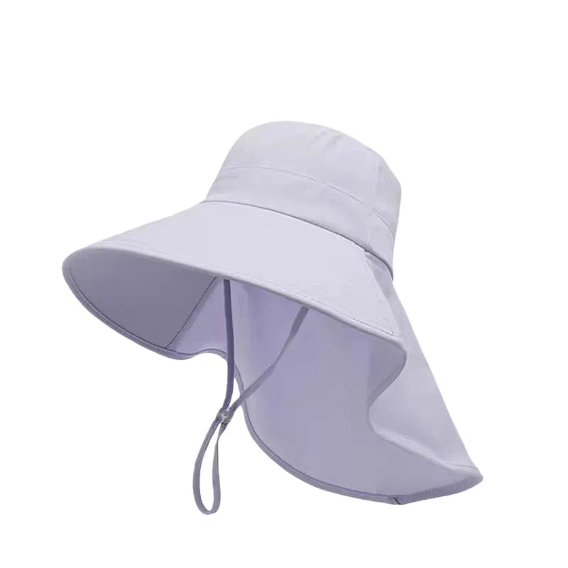1pc Women Sun Hat Anti Hiking Fishing Hats Wide Brim Foldable Summer Beach Hat with Neck Cover Outdoor Visor Caps