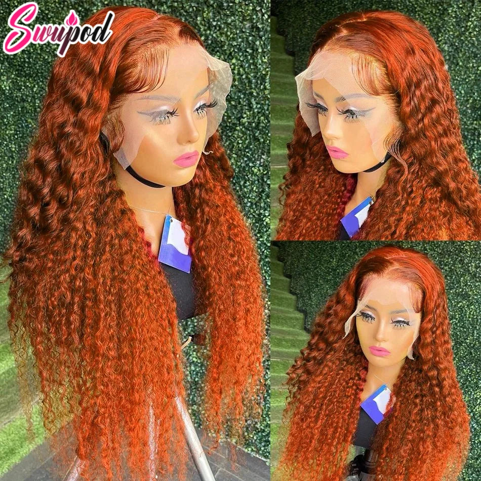 250% 360 Full Lace Ginger Orange Wig 13x6 HD Lace Frontal Wig 13x4 Front Deep Wave Curly Remy Human Hair Glueless PrePlucked