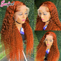 250% 360 Full Lace Ginger Orange Wig 13x6 HD Lace Frontal Wig 13x4 Front Deep Wave Curly Remy Human Hair Glueless PrePlucked