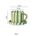 Minimalist Striped Ceramic Cup & Plate Set | 280ml Coffee Tea Cup |