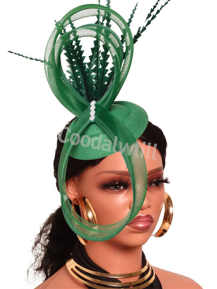 Charming Mesh Fascinator Ladies Elegant Derby Feather Hair Accessories For Women
