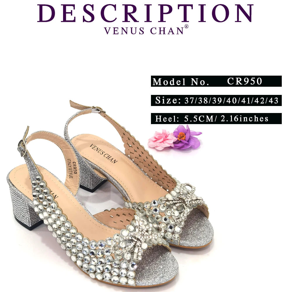 Italian Design Full Drill Elegant Wine Evening High Heels Wedding Party Shoes Matching Clutch Handbag