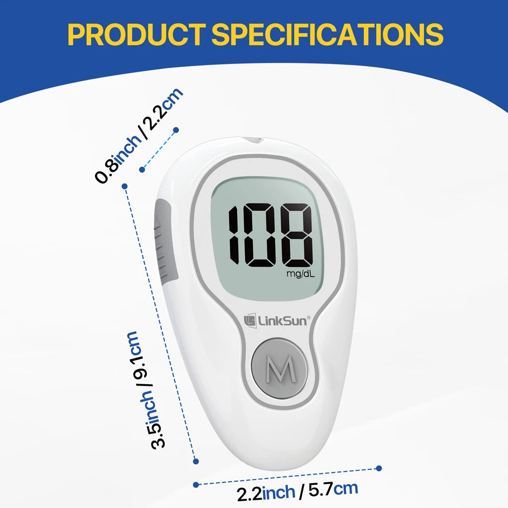 LinkSun G-425-3 Blood Glucose Meter Glucometer Full Set Medical Diabetes Blood Sugar Monitor Complete Kit Glucose Test Strips