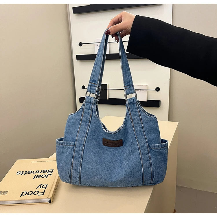 Fashion Luxury Women's Shoulder Bag Denim Fabric High Quality Women's Handbags Large Capacity Multi Functional Women‘s Tote Bag