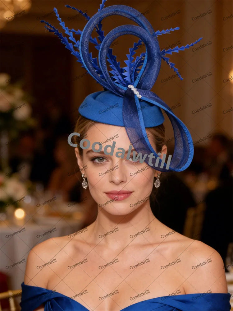 Charming Mesh Fascinator Ladies Elegant Derby Feather Hair Accessories For Women
