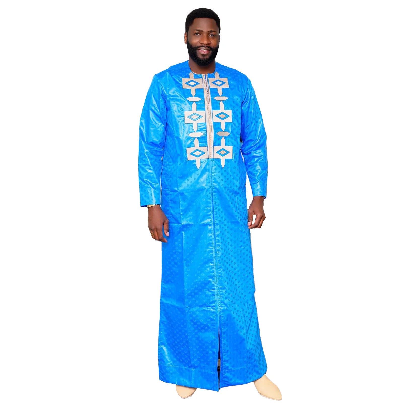 African Clothes For Man Bazin Riche Embroidery Design Top Long Sleeve 2 Piece Set