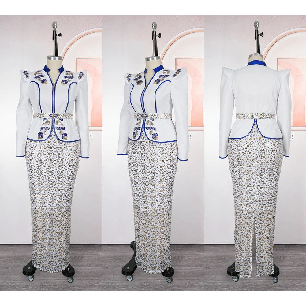 H&D African dresses for woman Turkey dress Sequin Diamond Robe Africaine African clothing Fashion Boubou Africain femme 2026 New