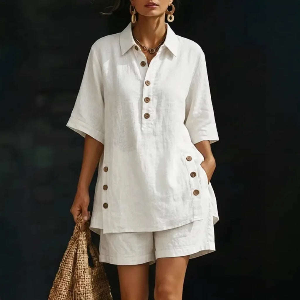 Women's Solid Colour Short Pants Set | Elegant Loose 2-Piece Summer Suit | HotTrendyPicks