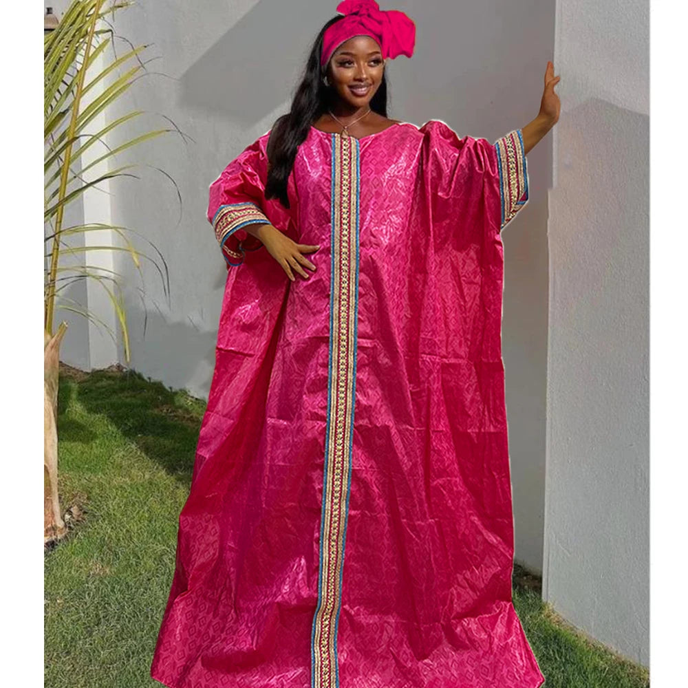 Unique African Traditional Brocade Basin Dashiki With Lace Trim Ribbon Wedding Dress Origianl Nigeria Bazin Rich Boubou Robe