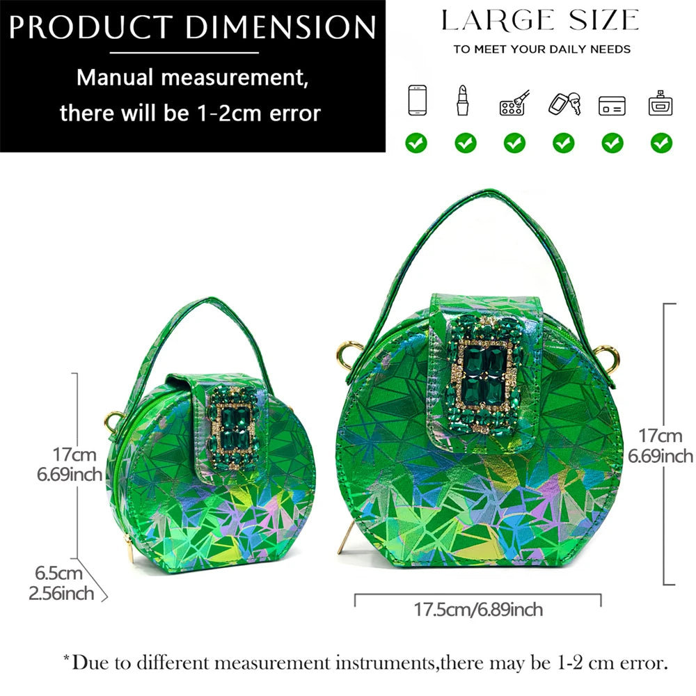 Elegant Women Heels for Peep Toe Good Material Design Rhinestone Fuchsia Sandals Italian Shoes and Bags