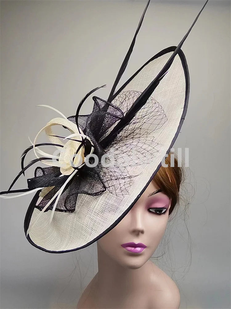 Wedding Pillbox Fascinator Hat Fashion Flower Headwear Women Formal Dress Party Royal Ascot Hair Accessories Feather Chapeau