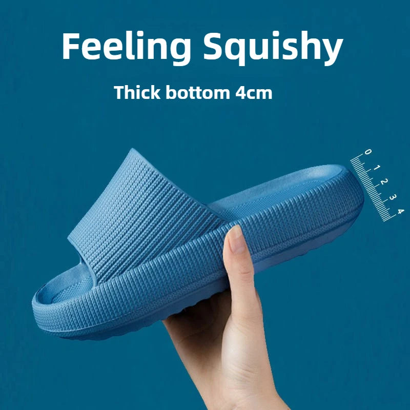 EVA Thick Sole 4cm Bathroom Slippers Cloud-Like Comfort Home Use Couple Height Increasing Indoor Solid Color Summer Sandals