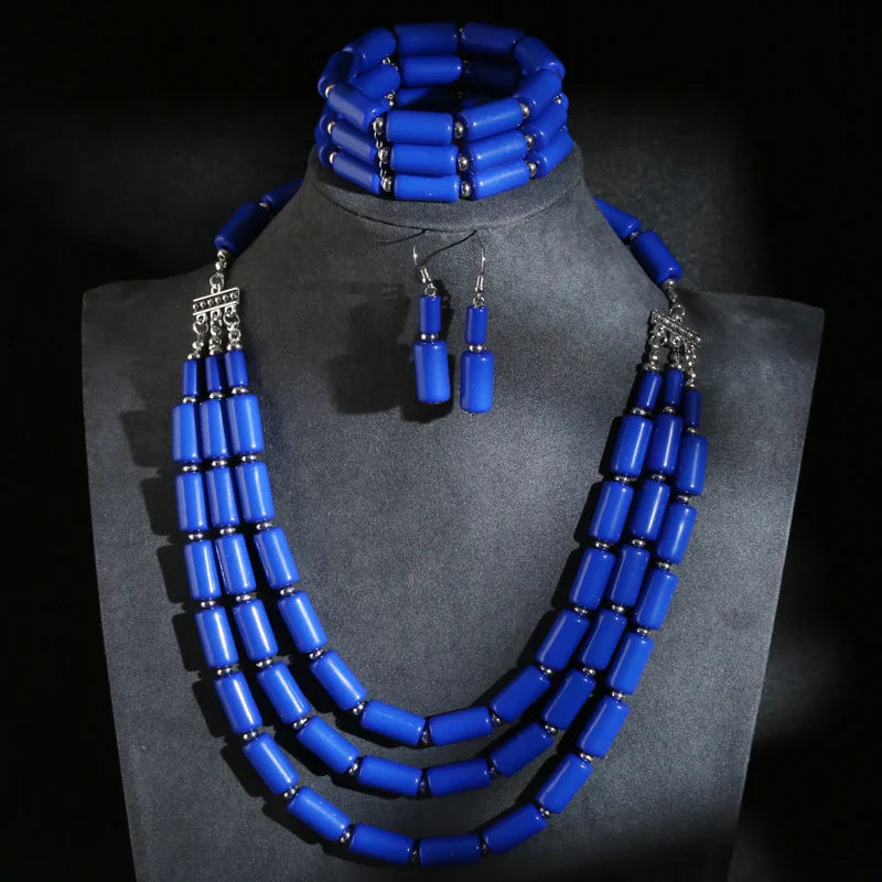 Fashion Jewelry sets Colorful Acrylic Wave Shaped Multilayer Necklace Earrings