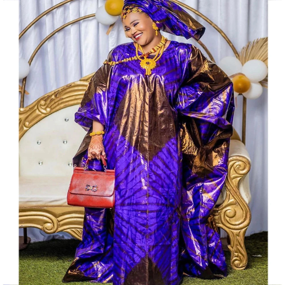 Printed Bazin Riche Long Dresses For Women Ankara Party Clothing Dashiki Robe Boubou Long Dress