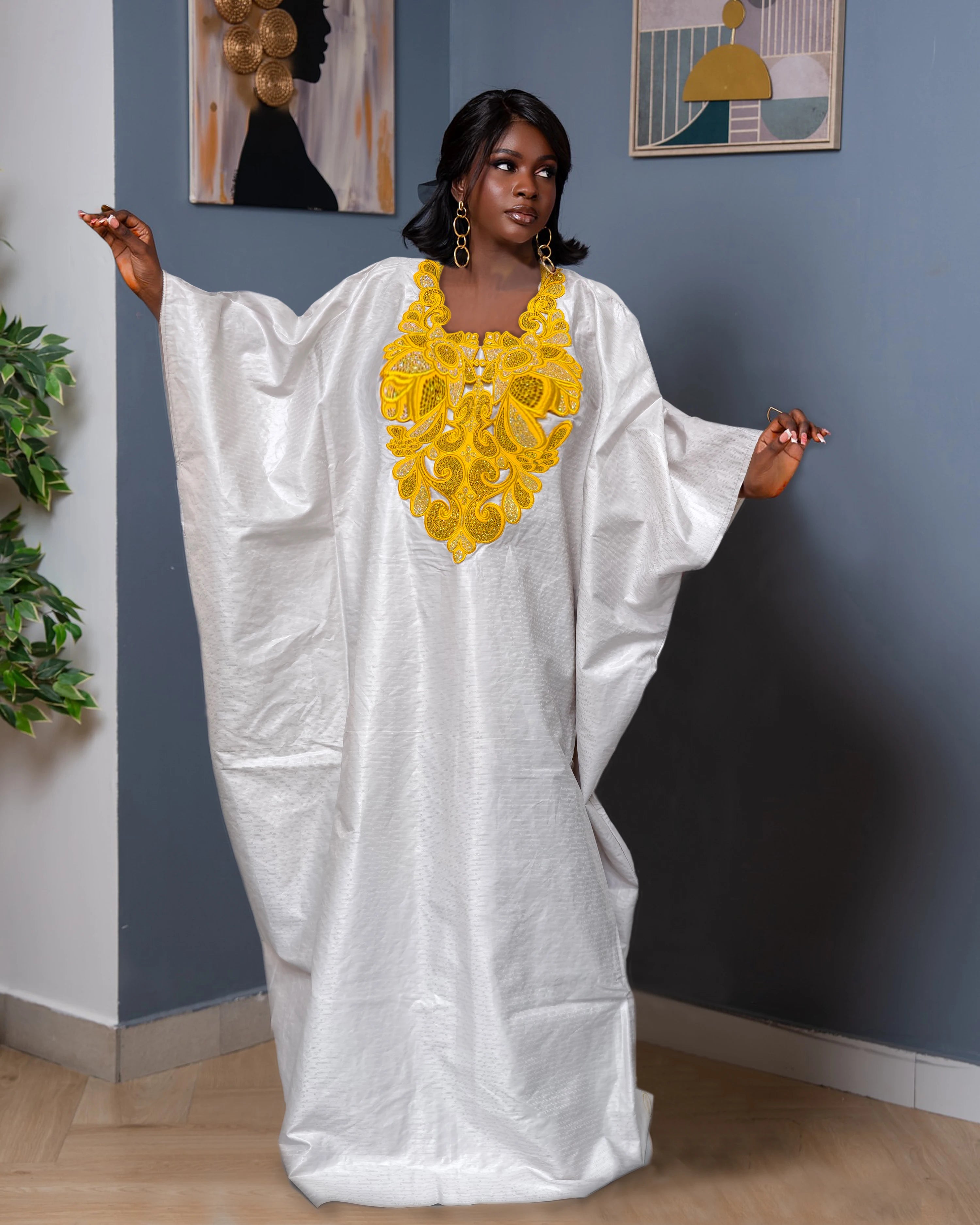 African Women's Bazin Riche Boubou Dress | Dashiki Wedding Gown Robe | 11 Colours