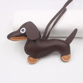 PU Leather Car Dachshund Dog Keychain Fashion Dog Keychains For Women Bag Pendant Jewelry Trinket Key Ring Key Holder Gift