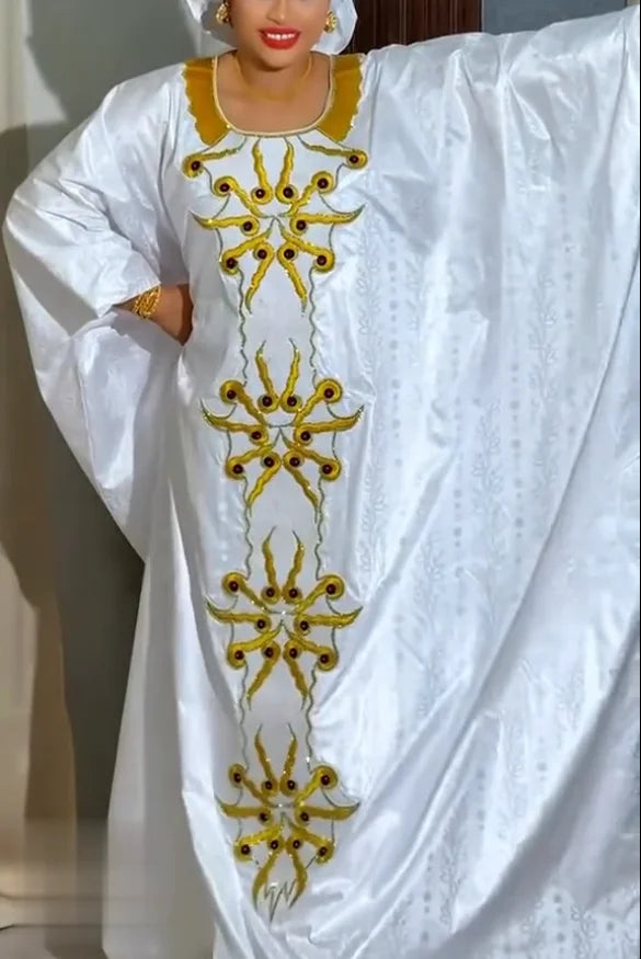 Traditional Embroidery African Dress | Church & Wedding Women's Outfit