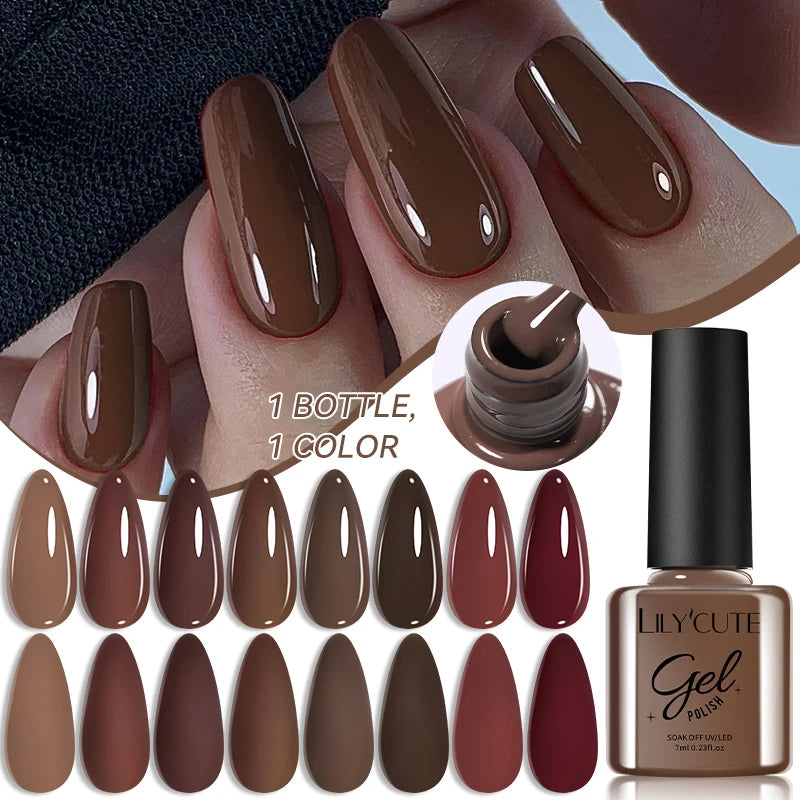 UV Gel Nail Polish | Brown Red Purple Coffee Shades | HotTrendyPicks