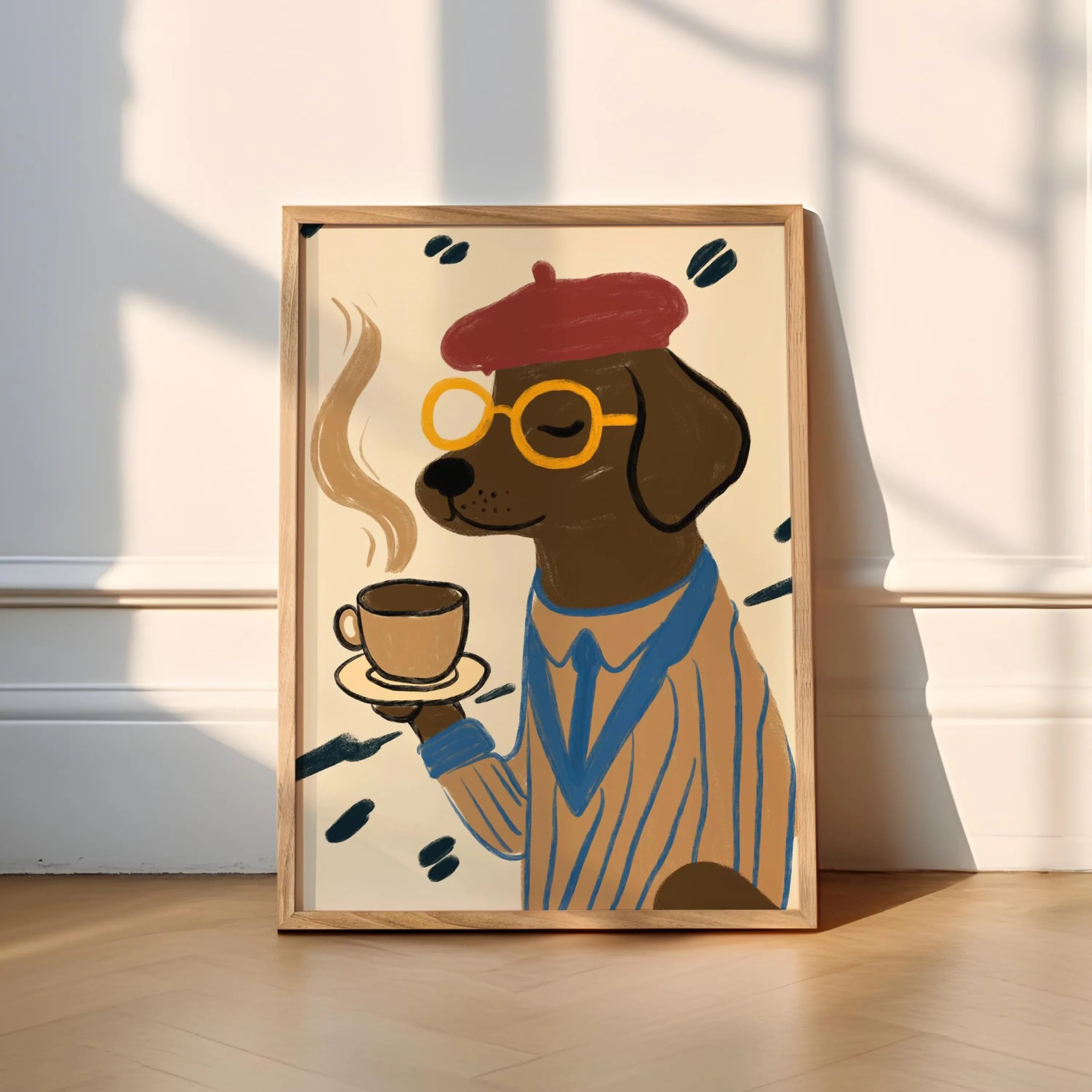 Black Cat & Dog Canvas Wall Art | Mid-Century Home Decor Gift | HotTrendyPicks