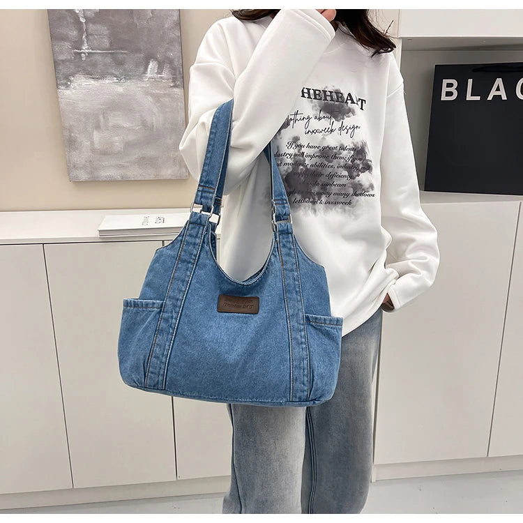 Fashion Luxury Women's Shoulder Bag Denim Fabric High Quality Women's Handbags Large Capacity Multi Functional Women‘s Tote Bag