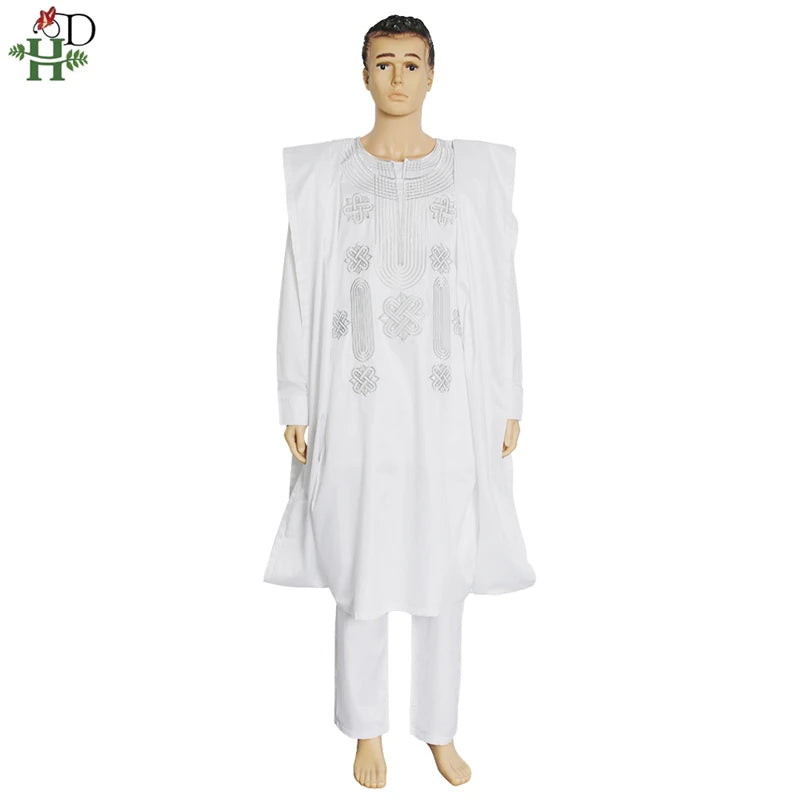 African Suit Men Robe Shirt and Pants Set Long Sleeve