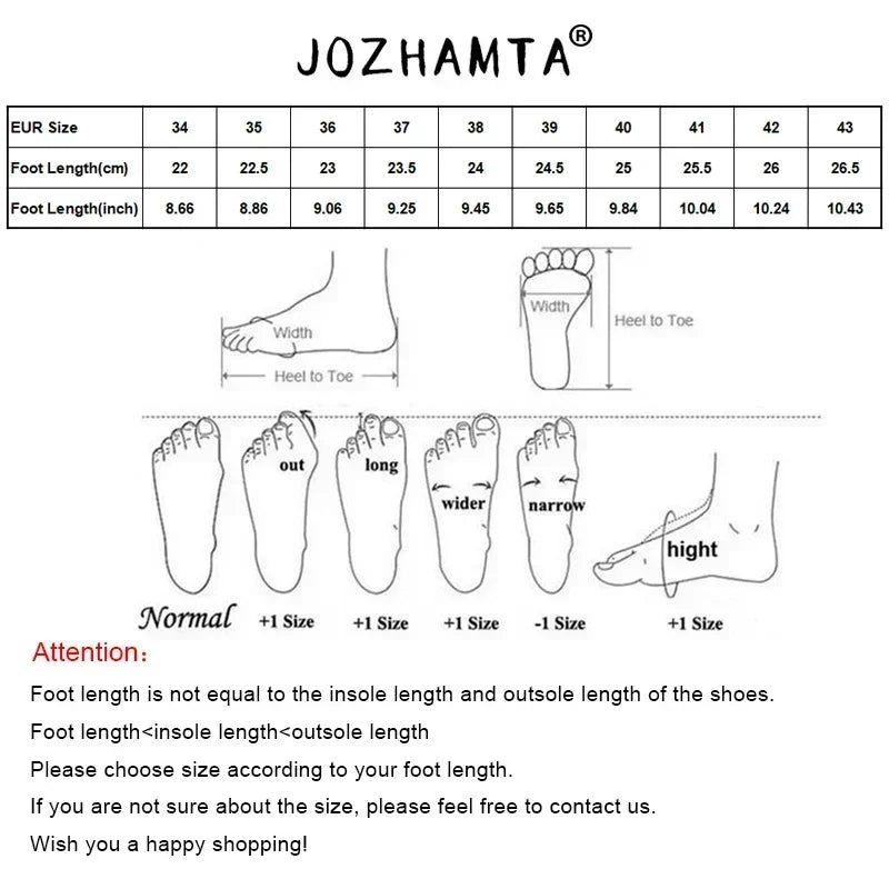 JOZHAMTA Size 34-43 Women Real Leather Ankle Boots Fashion Mid Heels Shoes For Winter Boots Pointy Office Lady Daily Dress Shoes