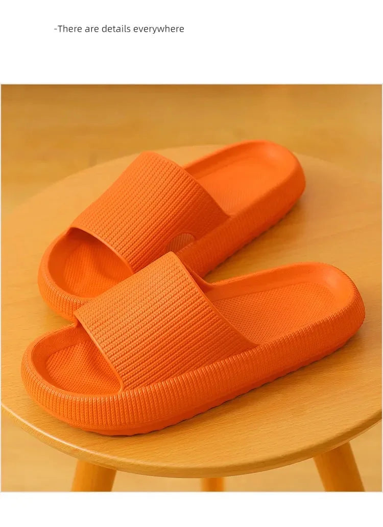EVA Thick Sole 4cm Bathroom Slippers Cloud-Like Comfort Home Use Couple Height Increasing Indoor Solid Color Summer Sandals