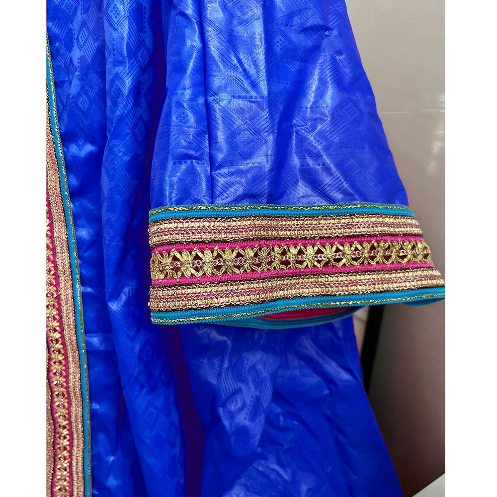 Unique African Traditional Brocade Basin Dashiki With Lace Trim Ribbon Wedding Dress Origianl Nigeria Bazin Rich Boubou Robe