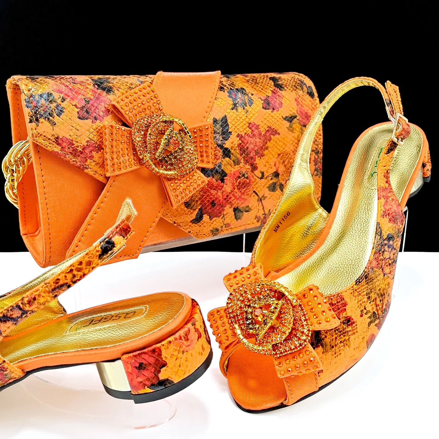 QSGFC Italian Design Shoes and Bag Matching Set Women Low Heel  Nigeria Party Wedding bigger size shoes