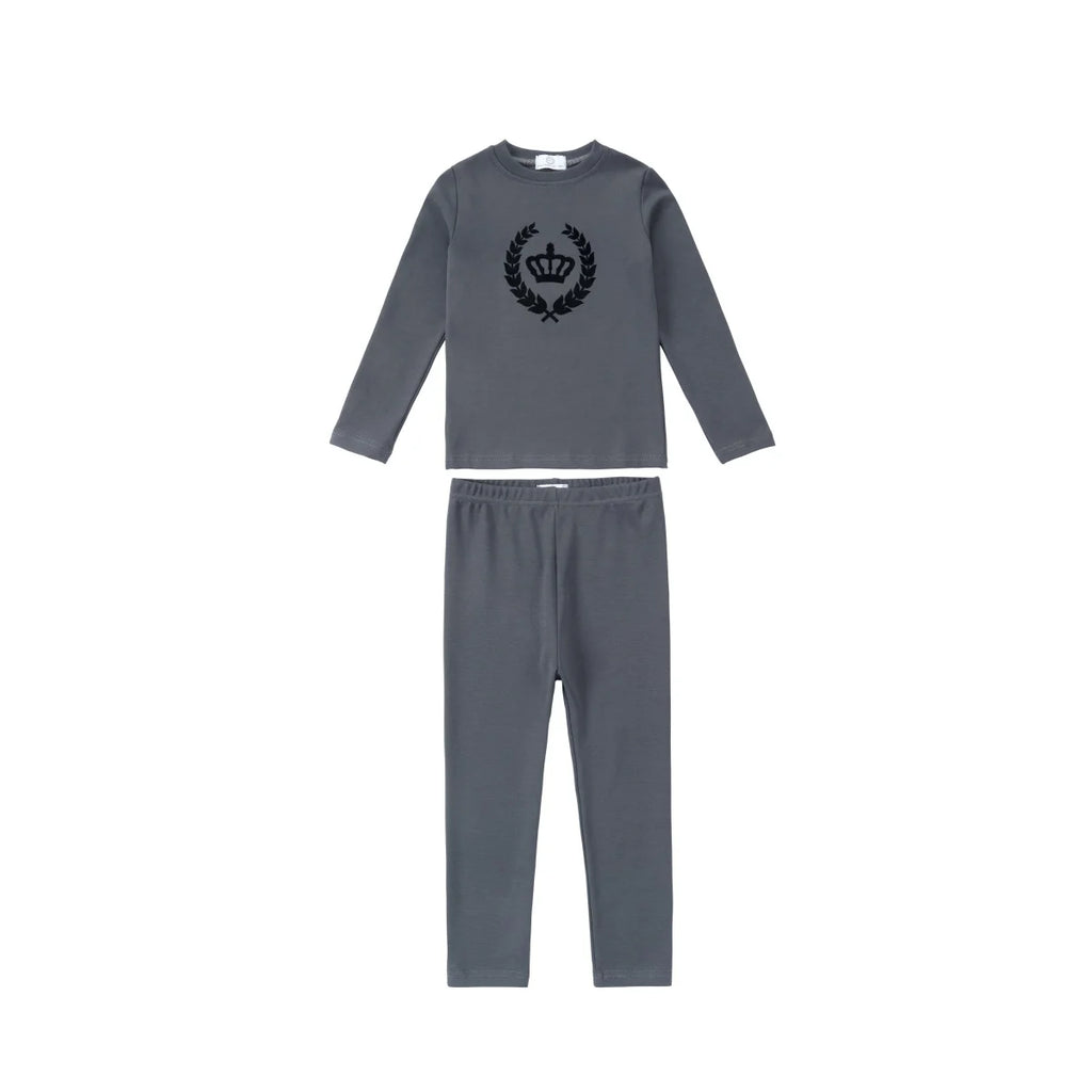 AP 2025 AW Royal velvet crown cotton pj children fashion family matching clothes kids boys girls autumn winter casual clothing