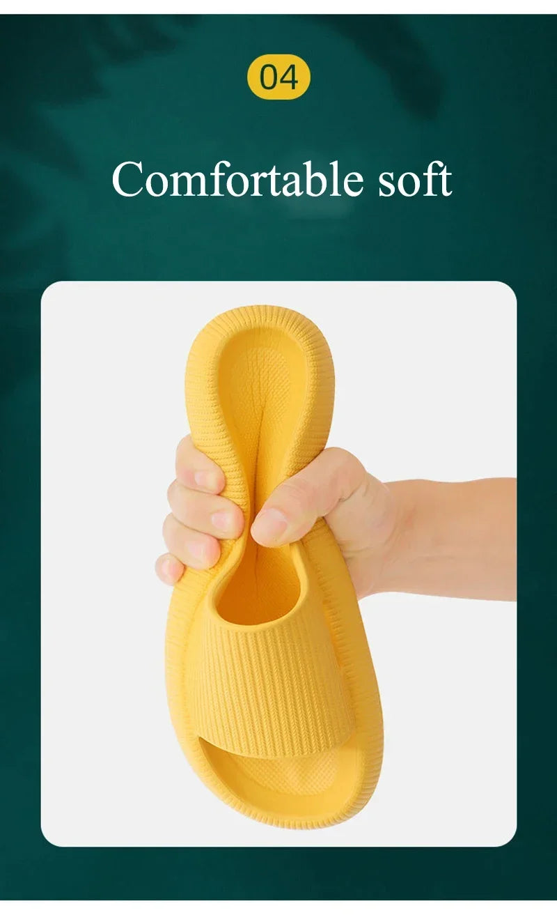 EVA Thick Sole 4cm Bathroom Slippers Cloud-Like Comfort Home Use Couple Height Increasing Indoor Solid Color Summer Sandals