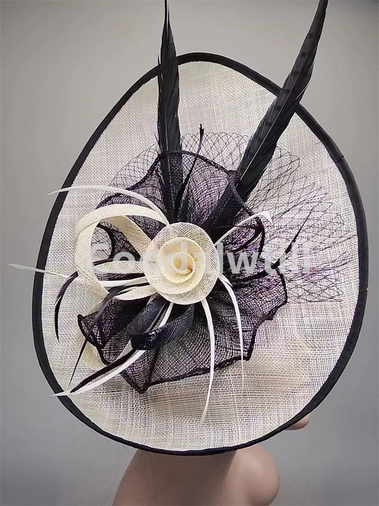 Wedding Pillbox Fascinator Hat Fashion Flower Headwear Women Formal Dress Party Royal Ascot Hair Accessories Feather Chapeau