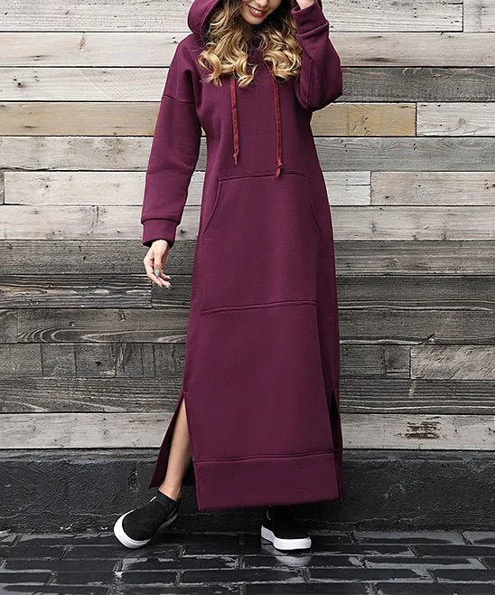 Women's Hoodie Midi Dress | Lace-Up Hem Casual Sweatshirt Long Dress | HotTrendyPicks