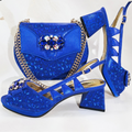 New-Season Peep Toe Ladies Elegant Coral Color Diamond-Embellished High Heels Italian-Designed Shoe and Handbag Set