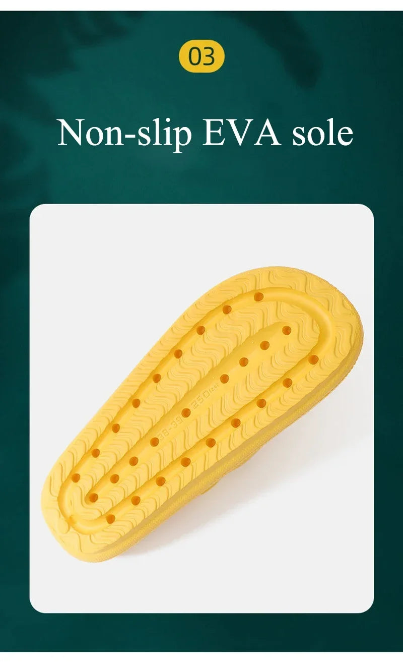 EVA Thick Sole 4cm Bathroom Slippers Cloud-Like Comfort Home Use Couple Height Increasing Indoor Solid Color Summer Sandals