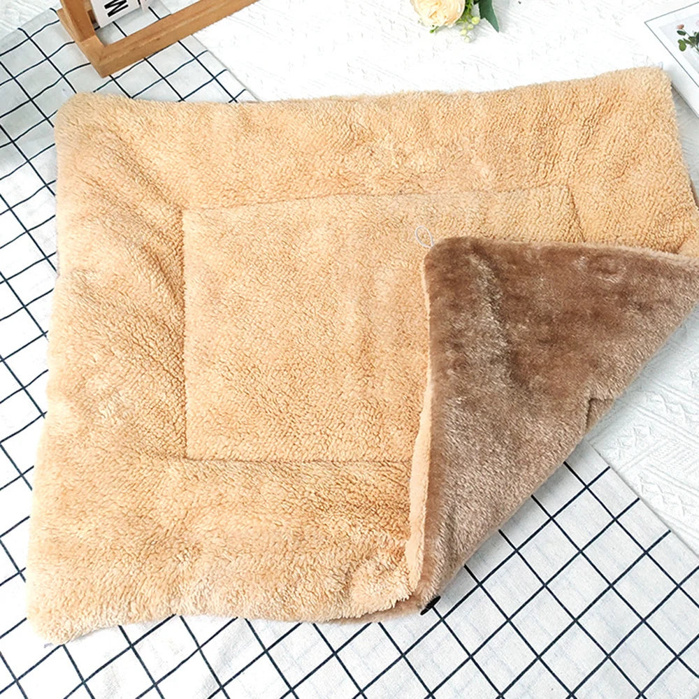 Folding Plush Pet Bed | Warm Thickened Cat & Dog Cushion Mat | S, M & L Sizes