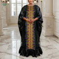 African Women's Kaftan Dress Embroidery Bazin Riche Wedding Party Plus Size Muslim Gown Dress