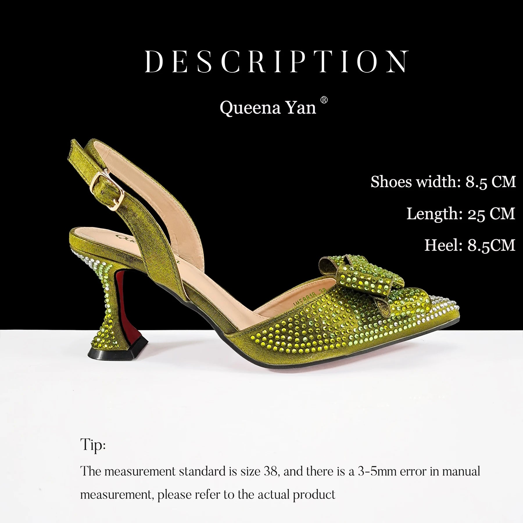 Shiny Italian Fashion Pointed Toe Women High Heel Shoes Mixed Color Effect Rhinestone Decoration Shoes And Bag Set
