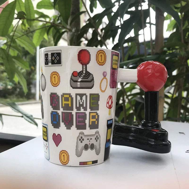New Ceramic Mugs Creative 3D Game Over Coffee Cups Student Milk Game Controller Handle Funny Mug Birthday Christmas Gamer Gift