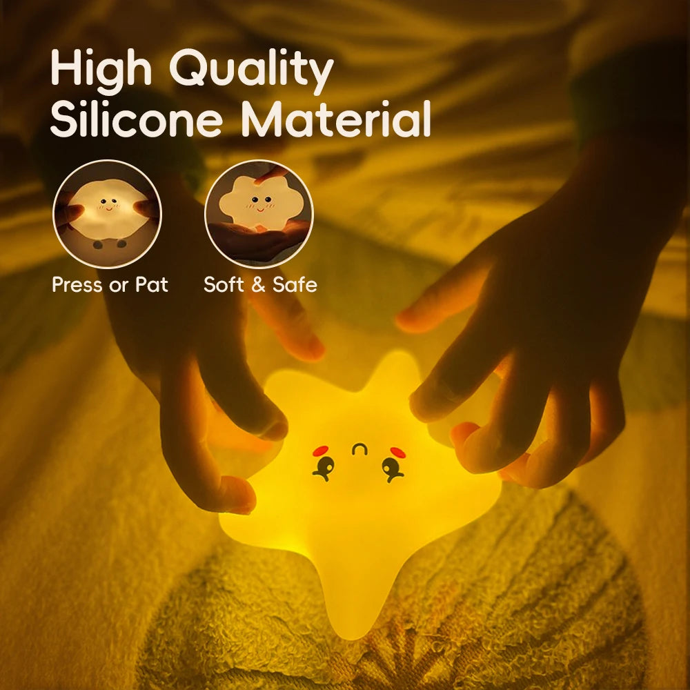 Novelty LED Star Cloud Silicone Night Light Nursery Sleeping Wall Lamp Rechargable Beside Lamp For Baby Bedroom Decor